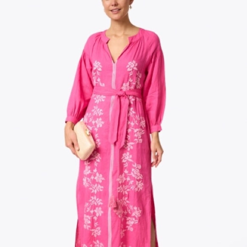 Ro’s Garden maxi linen dress embroidered worn once